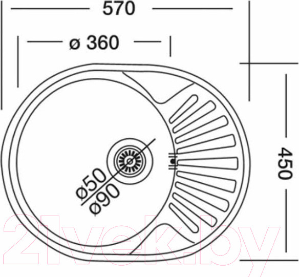 Изображение товара Мойка кухонная КромРус EC 257 RUS (чаша справа)