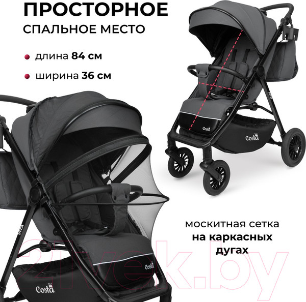 Изображение товара Детская прогулочная коляска Costa Vita / VT-6 (графит)