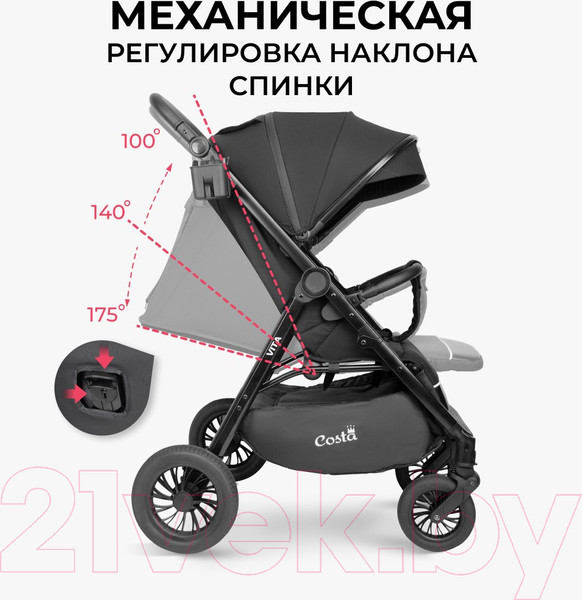 Изображение товара Детская прогулочная коляска Costa Vita / VT-5 (черный)