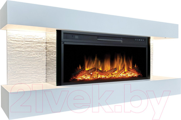 Изображение товара Каминокомплект Смолком Madison V42 + Vision 42 LOG LED (бьянко белый)