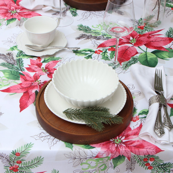 Изображение товара Скатерть Доляна Рождественский букет 110x145 / 9580635