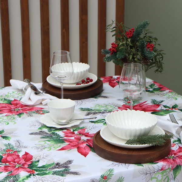 Изображение товара Скатерть Доляна Рождественский букет 110x145 / 9580635