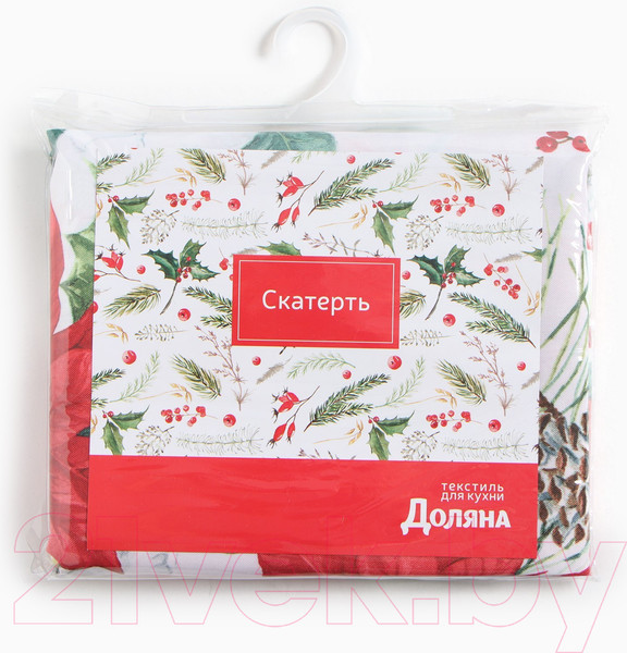 Изображение товара Скатерть Доляна Рождественские цветы 145x220 / 9580622