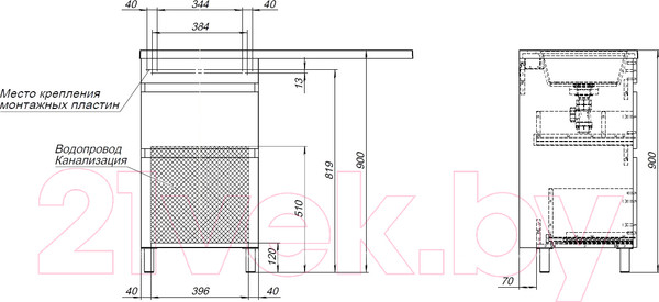 Изображение товара Тумба под умывальник Aquanet Вега 48 / 329123 (белый глянец)