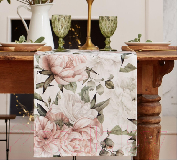 Изображение товара Дорожка на стол Этель Пионы / 5376621 (40x145)