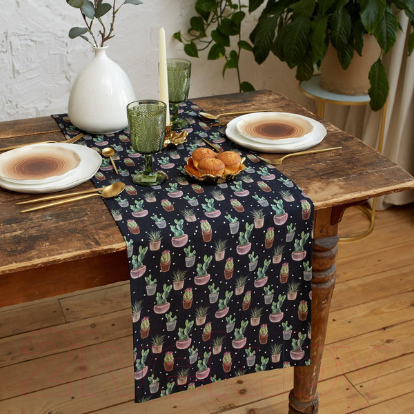 Изображение товара Дорожка на стол Этель Succulents / 6756599 (40x149)