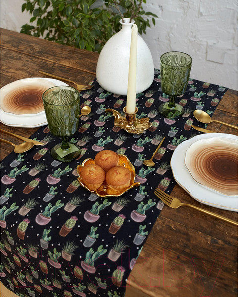 Изображение товара Дорожка на стол Этель Succulents / 6756599 (40x149)