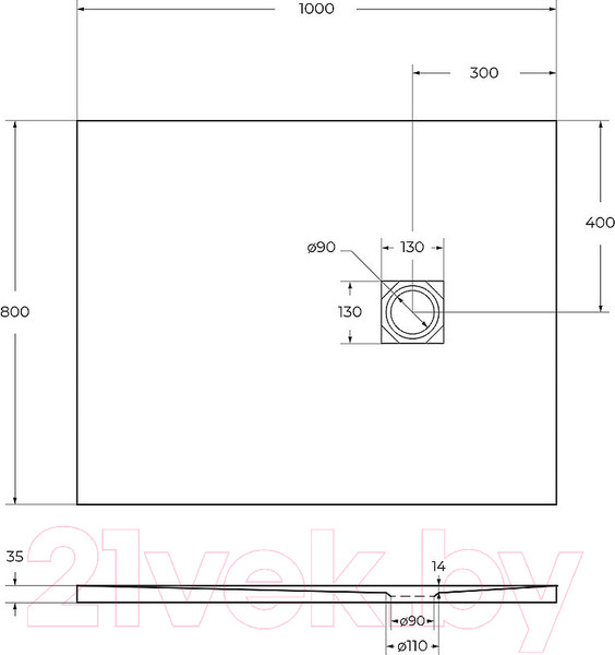 Изображение товара Душевой поддон BelBagno TRAY-MR-UNO-AH-100/80-35-W-CR