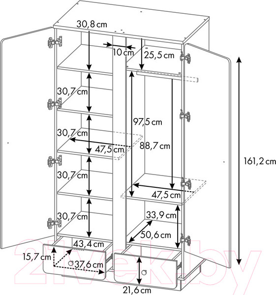 Изображение товара Шкаф Polini Kids Ameli 4010 / 0002763.165 (белый/дуб крафт)