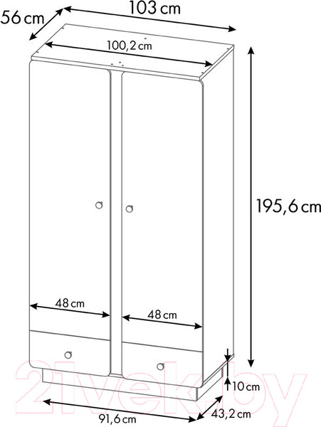 Изображение товара Шкаф Polini Kids Ameli 4010 / 0002763.165 (белый/дуб крафт)