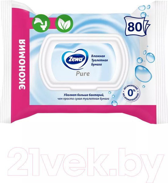 Изображение товара Влажная туалетная бумага Zewa Pure (80л)
