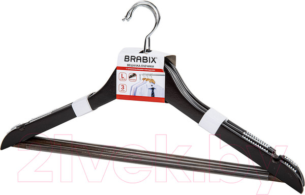 Изображение товара Набор деревянных вешалок-плечиков Brabix 607476 (3шт, дерево)