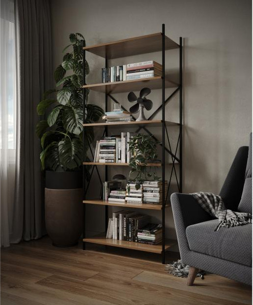 Изображение товара Стеллаж Древпром Лофт ДП4-05 (велингтон/черный матовый)