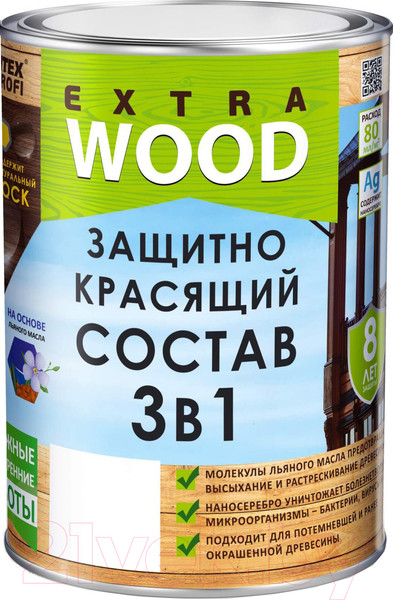 Изображение товара Защитно-декоративный состав Farbitex Profi Wood Extra 3в1 (800мл, рябина)