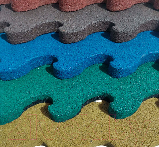 Изображение товара Резиновая плитка Rubtex Puzzle 500x500x20 (синий)