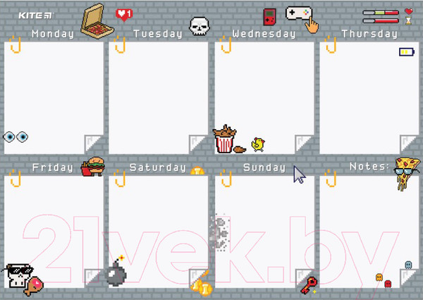 Изображение товара Планинг Kite Pixel. Настенный на неделю + маркер / 22-473-1 K