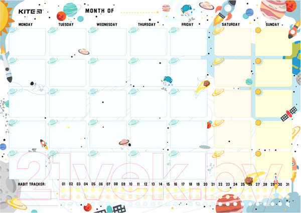 Изображение товара Планинг Kite Space. Настенный на месяц + маркер / 22-470-1 K