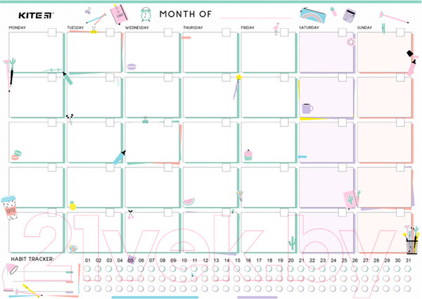 Изображение товара Планинг Kite Lady. Настенный на месяц + маркер / 22-470-4 K