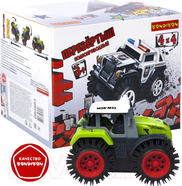 Изображение товара Трактор игрушечный Bondibon Перевертыш / ВВ5887 (зеленый)