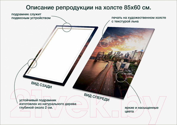 Изображение товара Картина Stamprint Город в закате СТ004 (85x60см)