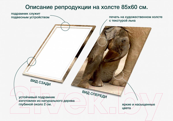 Изображение товара Картина Stamprint Слоны AM004 (85x60см)