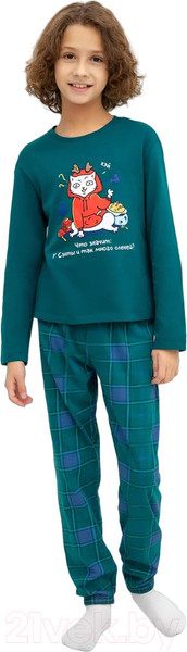 Изображение товара Пижама детская Mark Formelle 563323 (р.134-68-60, темно-зеленый/зеленая клетка)