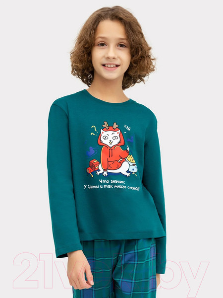 Изображение товара Пижама детская Mark Formelle 563323 (р.134-68-60, темно-зеленый/зеленая клетка)