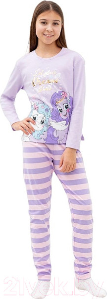 Изображение товара Пижама детская Mark Formelle 567740 (р.140-68, светло-лиловый/розовая полоска)
