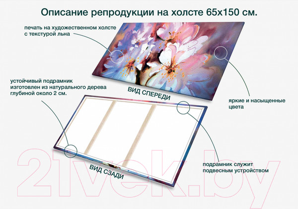 Изображение товара Картина Stamprint Цветочное чудо АT029 (65x150см)