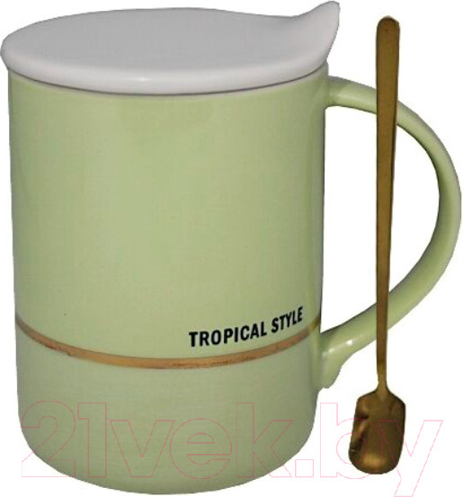 Изображение товара Кружка с ложкой Lenardi 106-016 (с крышкой)