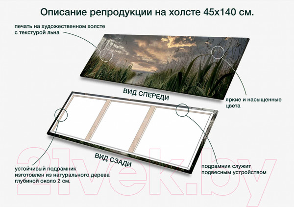 Изображение товара Картина Stamprint Озеро в закате SN013 (45x140см)