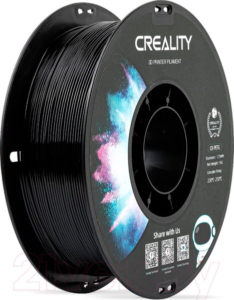 Изображение товара Пластик для 3D-печати Creality CR-PETG 1.75мм / 3301030035 (1кг, черный)