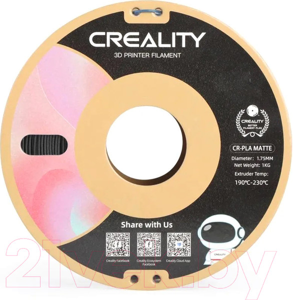 Изображение товара Пластик для 3D-печати Creality CR-PLA Matte 1.75мм / 3301010297 (1кг, черный)