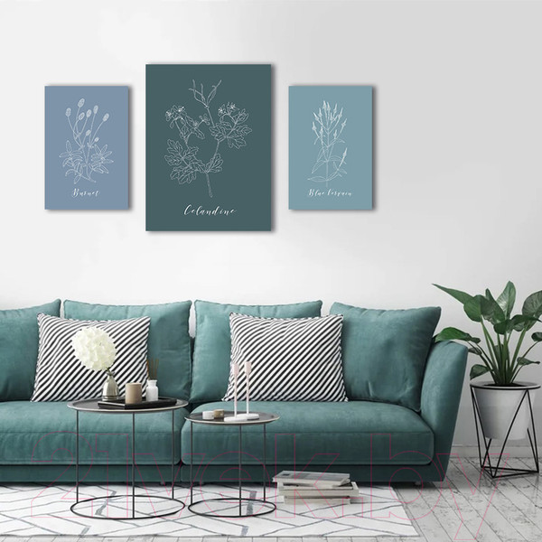 Изображение товара Картины Stamprint Блакитные травы CS005 SET3 (80x160см)