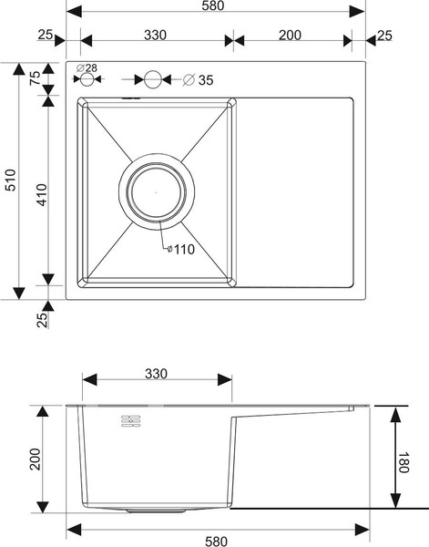 Изображение товара Мойка кухонная РМС MRK-5851BL-L (с дозатором)