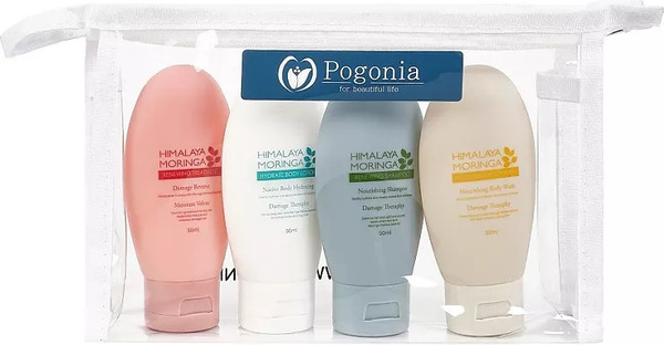 Изображение товара Набор косметики для тела и волос Pogonia Travel Kit Шампунь+Кондиционер+Гель для душа+Лосьон для тела (4x50мл)