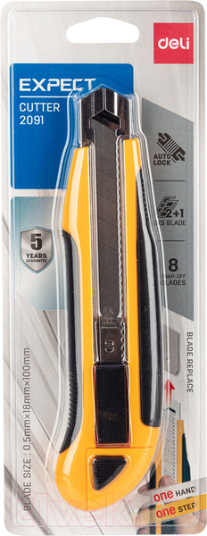 Изображение товара Нож канцелярский Deli E2091 (желтый)