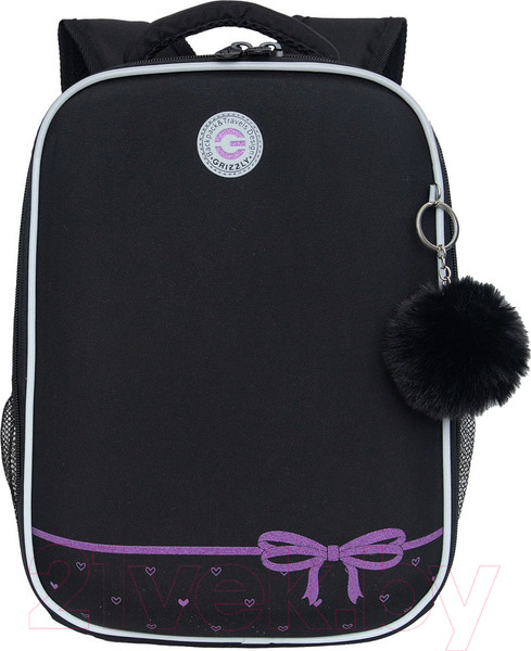 Изображение товара Школьный рюкзак Grizzly RAw-496-1 (черный/лавандовый)