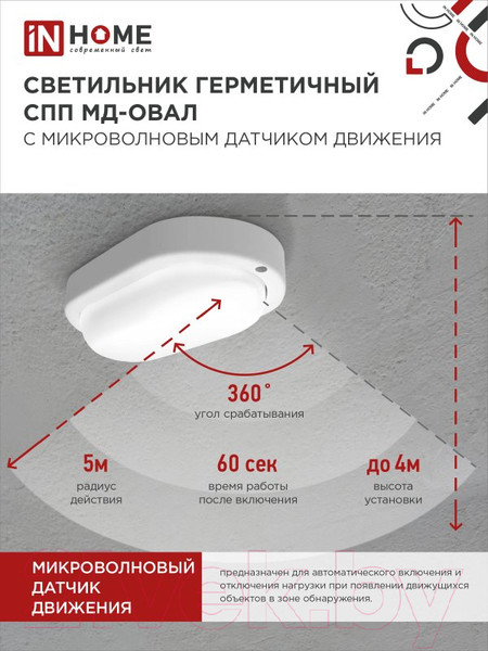 Изображение товара Светильник ЖКХ INhome СПП МД-2065-Овал / 4690612049335