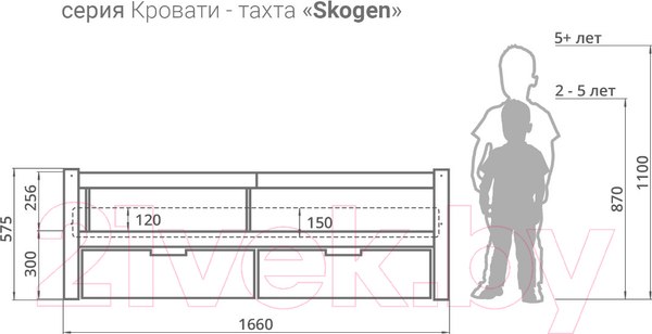 Изображение товара Кровать-тахта детская Бельмарко Skogen / 603 (лавандовый/белый)