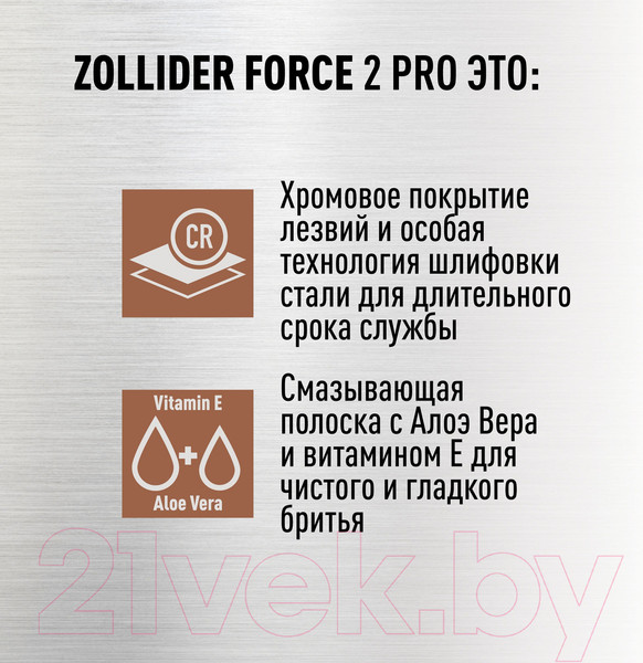 Изображение товара Набор бритвенных станков Zollider Force 2 Pro Одноразовые 2 лезвия (4шт+1шт)