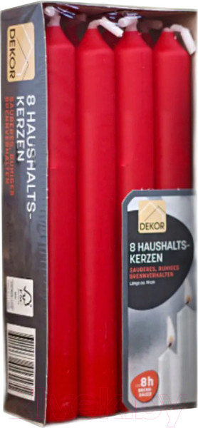 Изображение товара Набор свечей Bolsius 190/22 (8шт, красный)