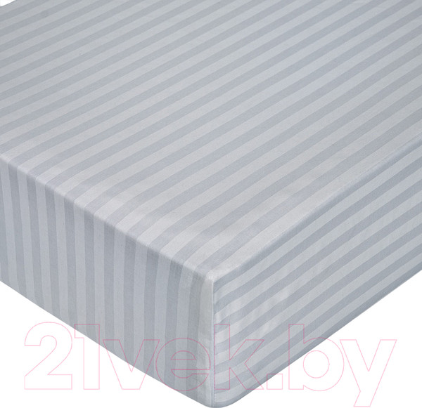 Изображение товара Простыня Milanika Темно-серая на резинке 160x200x20 (поплин-страйп)