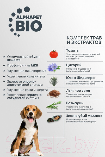 Изображение товара Сухой корм для собак AlphaPet WOW для взрослых мелких пород Индейка и рис / 120100 (500г)