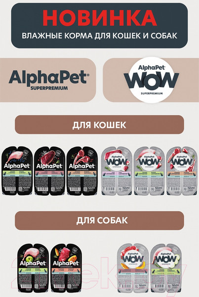 Изображение товара Сухой корм для собак AlphaPet WOW для взрослых мелких пород Индейка и рис / 120100 (500г)