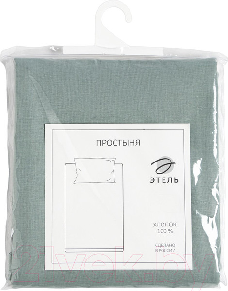 Изображение товара Простыня Этель 9046092 (серый/зеленый)