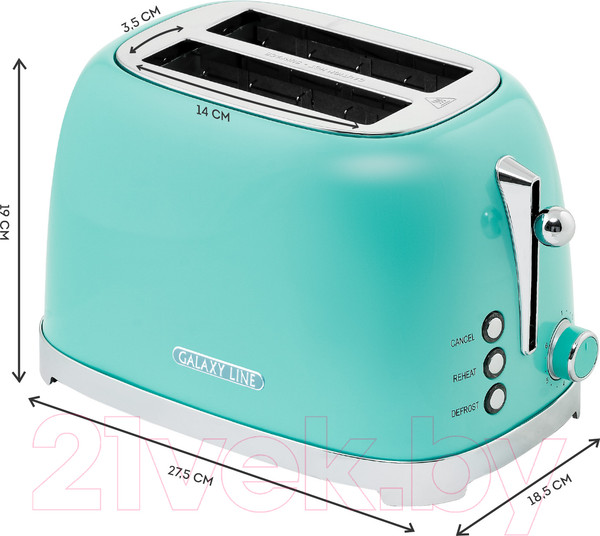 Изображение товара Тостер Galaxy Line GL 2917 (тиффани)