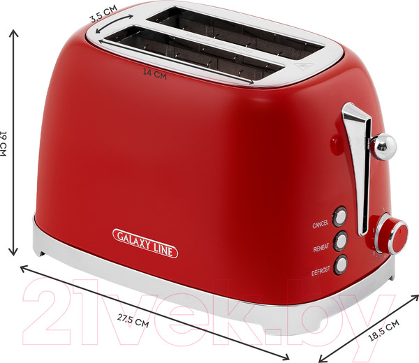 Изображение товара Тостер Galaxy Line GL 2919 (феррари)