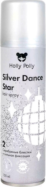 Изображение товара Лак для укладки волос Holly Polly Silver Dance Star Сильной фиксации с серебряными блестками (150мл)