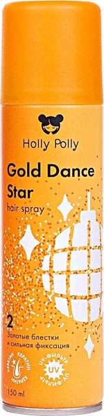 Изображение товара Лак для укладки волос Holly Polly Gold Dance Star Сильной фиксации с золотыми блестками (150мл)